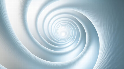 Obraz premium White background, white spiral tunnel effect, 3D rendering, minimalist style, symmetrical composition