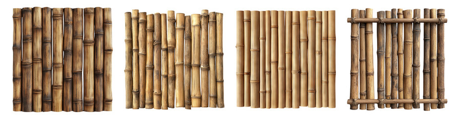 Fototapeta premium Various Bamboo Textures on Transparent Background