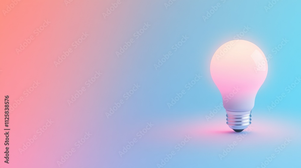 Poster a glowing light bulb set against a gradient background, symbolizing the fusion of creativity and tec