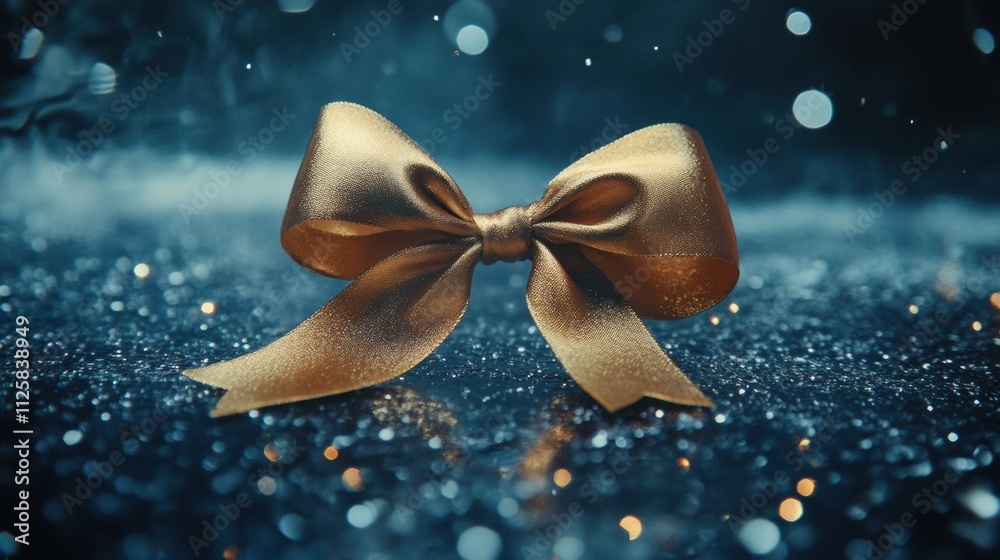 Fototapete golden ribbon creates an elegant bow on a shimmering surface, perfect for festive new year decor wit