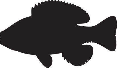 Bluegill fish silhouette logo, icon design vector illustration