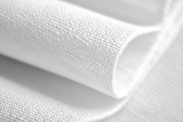 Exploring White Linen Fabric Texture: Close-Up View, Detailed Weave, Soft Drape, Luxurious Feel