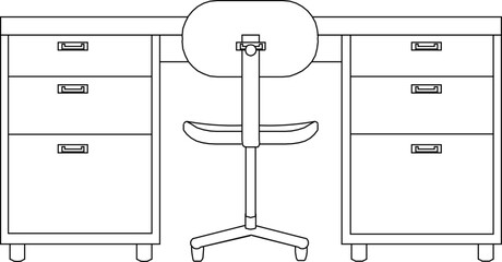 Vector sketch illustration silhouette design image of office work desk furniture for employee