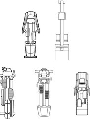 Vector sketch illustration silhouette design image of fitness equipment elliptical machine for exercise in gym center