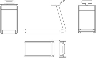 Vector sketch illustration silhouette design image of fitness equipment treadmill for exercise in gym center