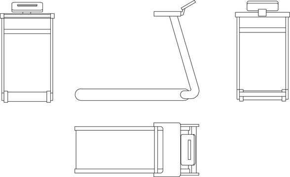 Vector sketch illustration silhouette design image of fitness equipment treadmill for exercise in gym center
