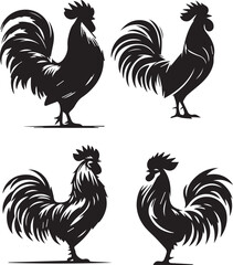 Rooster Silhouettes Collection - Adobe Stock Vector Illustrations