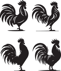 Rooster Silhouettes Collection - Adobe Stock Vector Illustrations