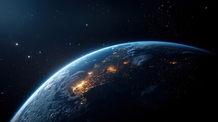 Obraz premium Earth illuminated at night from space
