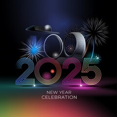 Twenty Twenty Five New Year Fireworks Celebration Design