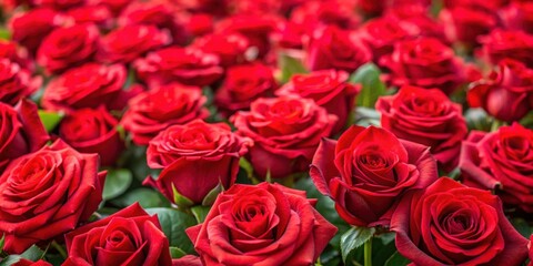 Fototapeta premium Sea of vibrant red roses in full bloom, creating a lush and romantic floral background, red roses, full bloom, sea of flowers
