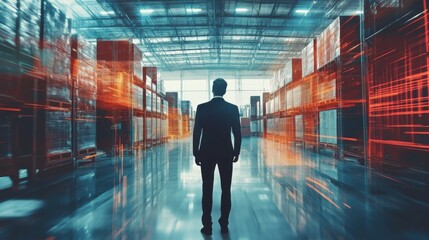 Exploring a futuristic warehouse: a journey into automated logistics and smart inventory.