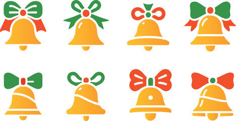 Set Of Christmas Bells Icon Vector Illustration For Xmas Holiday Decoration