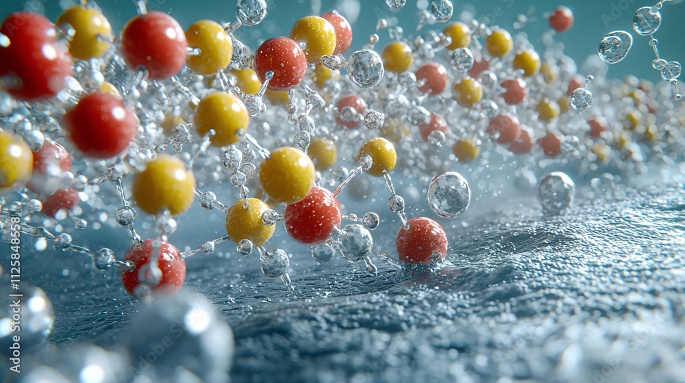 Aufkleber a vibrant nanotechnology visualization showing molecular interactions at a microscopic level stock p