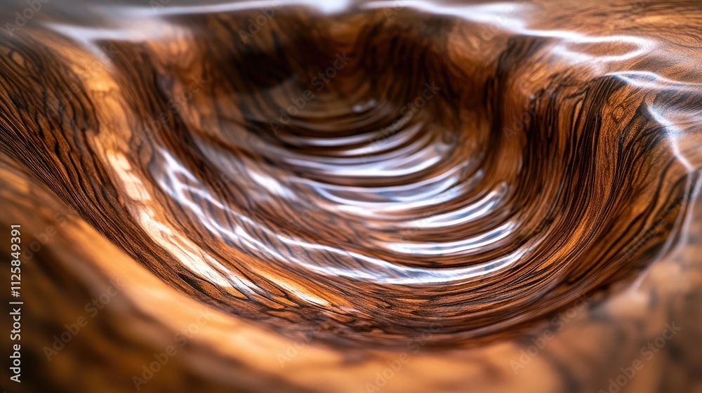 Poster abstract wooden waves appear like ripples in a pond, with the grain of the wood creating a fluid, na