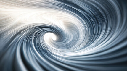 Abstract background with swirling lines, a spiral or vortex in white and grey colors. Shiny, curved surfaces