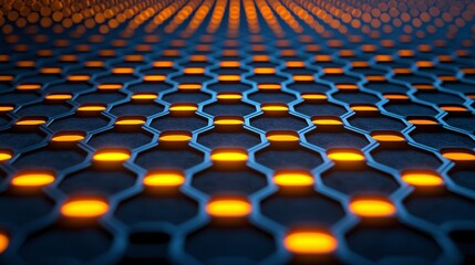 Fototapeta premium A glowing representation of advanced materials developed using molecular precision Stock Photo with side copy space
