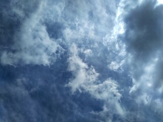 Blue sky and white clouds. Daytime sky. Sky background