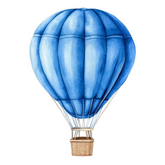 Naklejka premium Serene Blue Hot Air Balloon Watercolor Painting