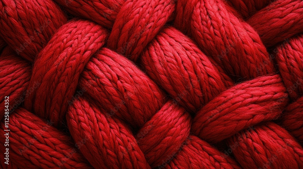 Poster soft, textured wool fabric with a vibrant red braided design, offering a warm, inviting atmosphere w