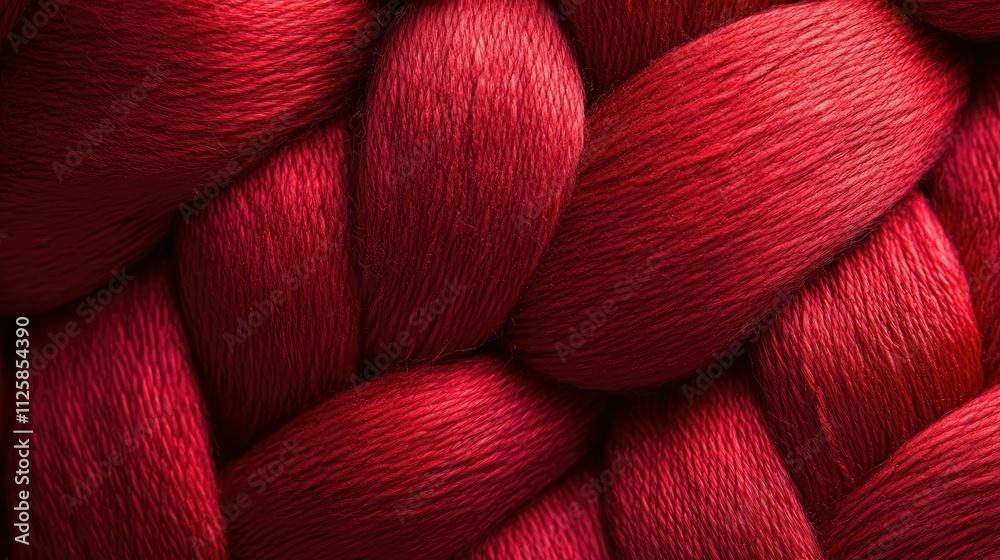Poster soft, textured wool fabric with a vibrant red braided design, offering a warm, inviting atmosphere w