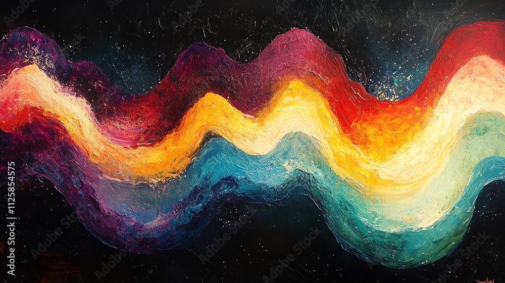 Aufkleber abstract waves of color on a dark background, evoking emotion and movement.
