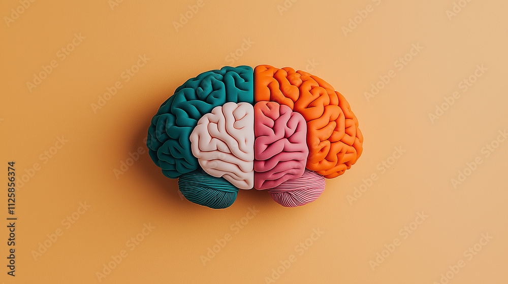 Leinwandbilder colorful brain model showcasing different regions and functions, emphasizing complexity of human cognition and emotions