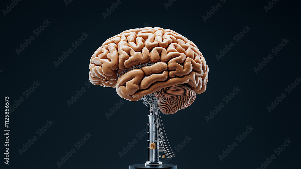Poster educational diagram of brain showcasing its intricate structure and areas, emphasizing complexity of human cognition and neural connections