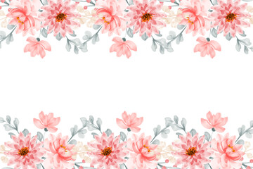 watercolor flowers background for design. Floral border frame card template.