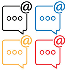 Mention icon set. Notifications, communication, email vector set. Vector illustration