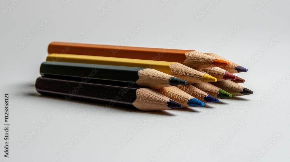 Aufkleber a set of colored pencils arranged in a neat row.