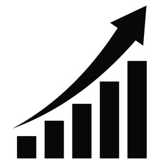 Graph chart vector icon set. Stock growth graph symbol. Increase. Chart progress ascending high. Economic and financial growth icon vector.