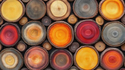 Colorful wood slice wall texture.