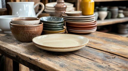 Rustic Artisanal Shop A cozy retail shop with wooden beams