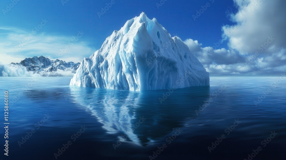 Poster a floating iceberg in the middle of the ocean.