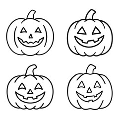 Set of Halloween Pumpkin Doodles - Hand-drawn Jack-o'-lantern Vector Illustration.