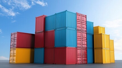 Fototapeta premium A stack of colorful shipping containers arranged neatly.