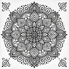 Amazing line art mandala design with black and white color 