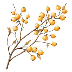 Autumnal Branch with Golden Berries: A Botanical Illustration