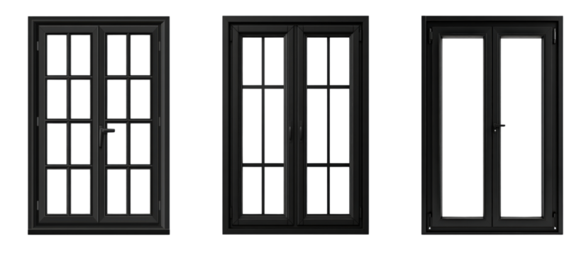 Black window on transparent background