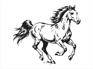 Hand-Drawn Running Horse Vector Illustration.