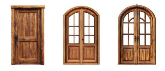 collection of  wooden door frame on transparent background
