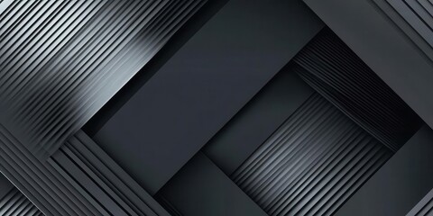 Obraz premium Abstract design featuring layered geometric shapes in shades of black and gray.