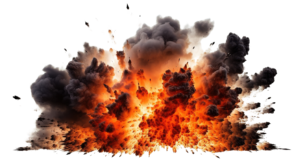 explosion effect boom, realistic fire explosion isolated on transparent background