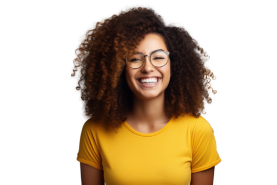 Young woman happy and smiling isolated