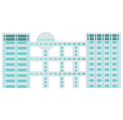 お台場のランドマークであるテレビ局の建物のベクターイラスト