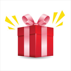 Surprise gift Box or Present. Colorful wrapped for Birthday Party, Christmas or Valentines Day holiday greetings and invitations. stock illustration