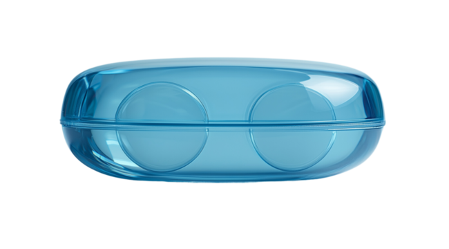 PNG, Contact lens, lenses in a storage case, isolated on white background, created with Generative AI technology.