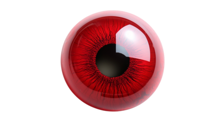 PNG, Contact lens, red lens, isolated on white background, created with Generative AI technology.