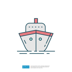 A minimalistic illustration of a ship's bow, designed with clean lines and soft colors, representing travel and maritime themes.